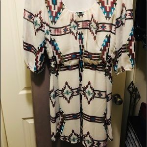 Aztec printed dress. Worn to a wedding.